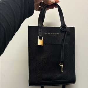 Marc Jacobs Black Leather Handbag with Gold Accents